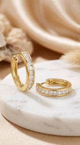 PENDIENTES DE ARO COLOR ORO Y CRISTAL 3