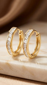 PENDIENTES DE ARO COLOR ORO Y CRISTAL 4